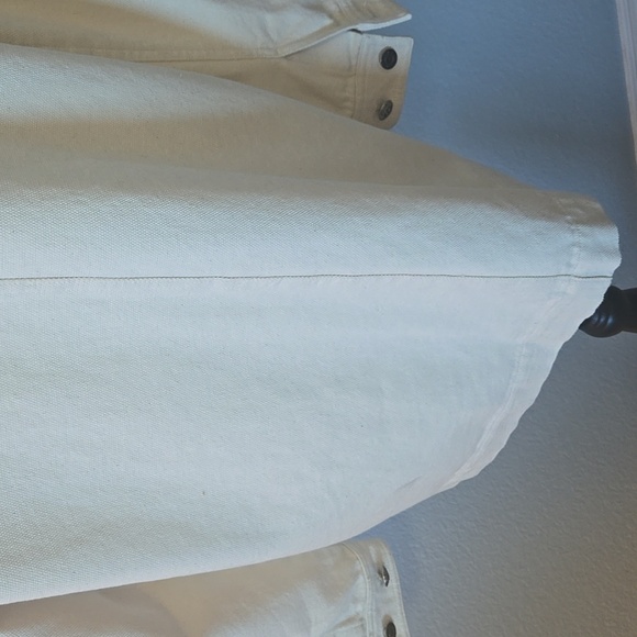 VINTAGE LAUREN JEANS CO Cream Denim Longline Button Down Utility Jacket MEDIUM - Picture 12 of 16